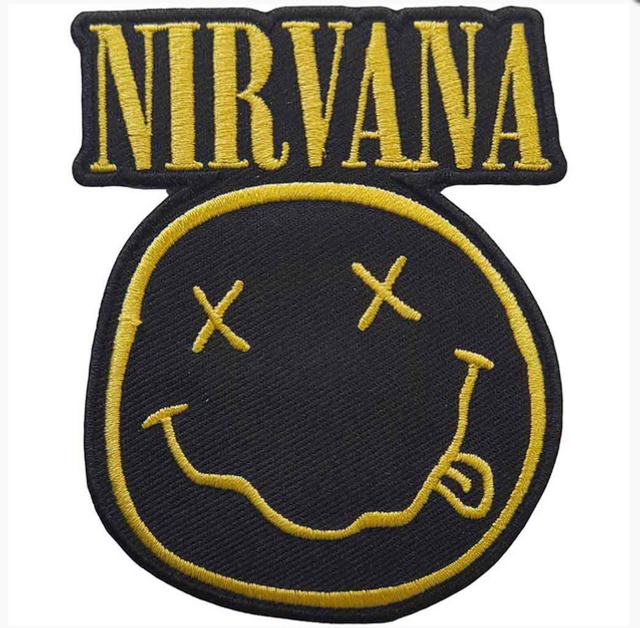 NIRVANA STANDARD PATCH: LOGO &amp; HAPPY FACE CUT-OUT