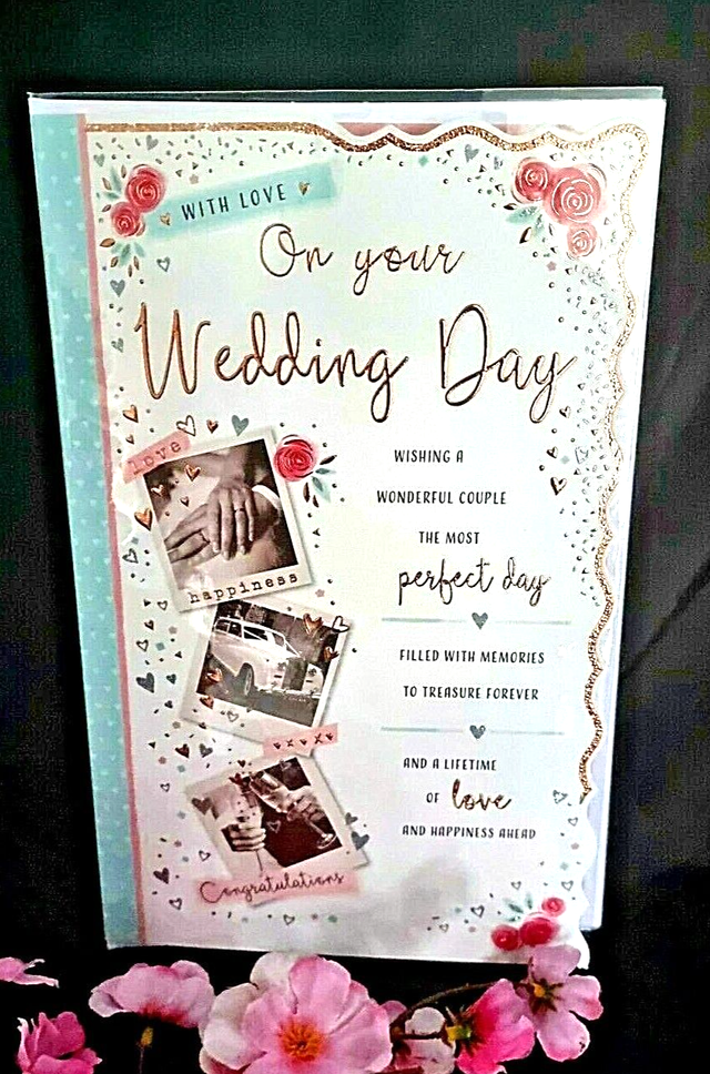 WEDDING DAY Card 12"X8" Stunning Design Large Card 