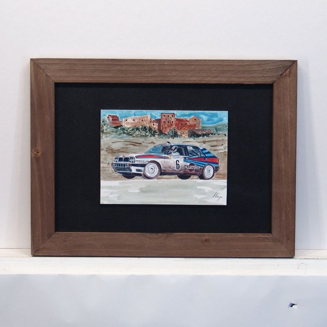 Artimotor enmarcado 21x28 - 1989 Didier Auriol Lancia Delta 2º rallye Montecarlo