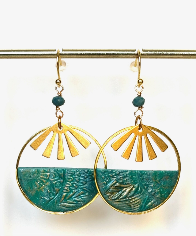 Boucles « Rayons d’or vert »