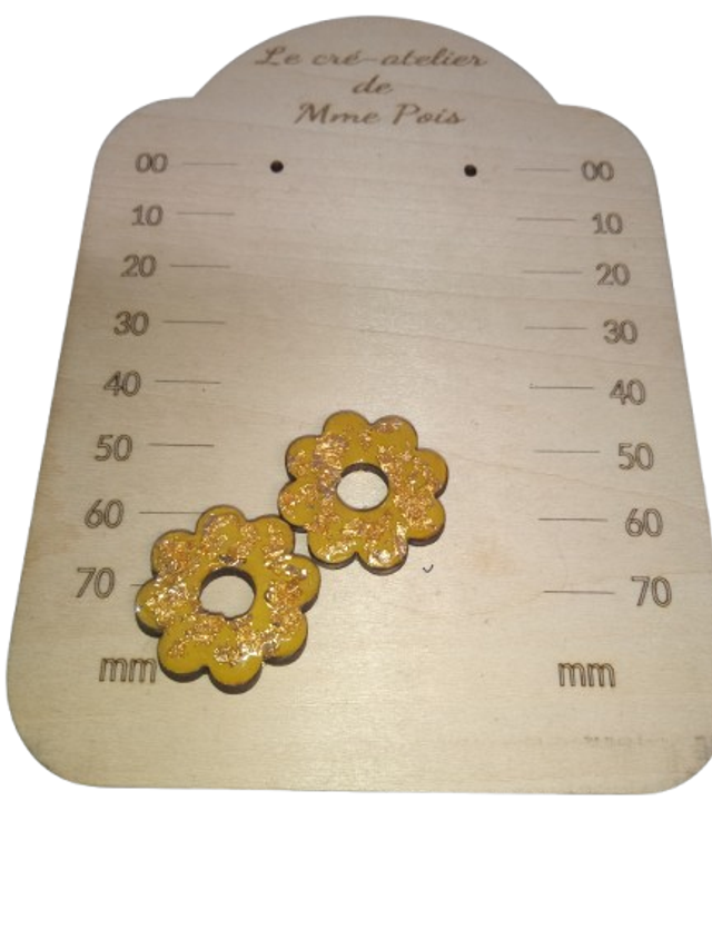 Or Scintillant – Pampilles artisanales bois &amp; résine