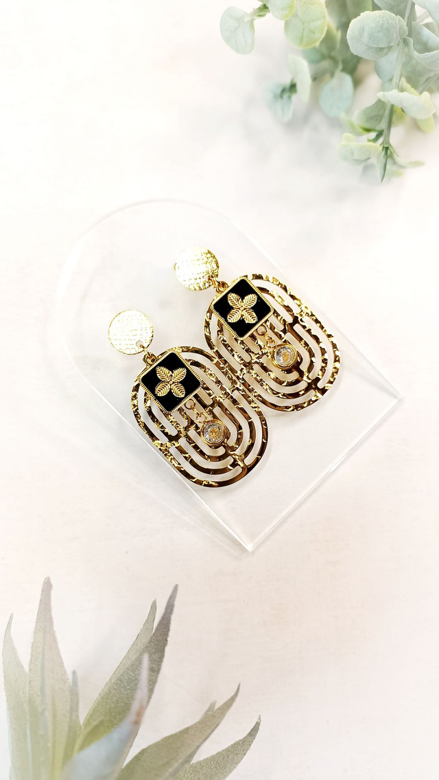 GLORIA - Noir Hellébore - Boucles d&#039;oreilles