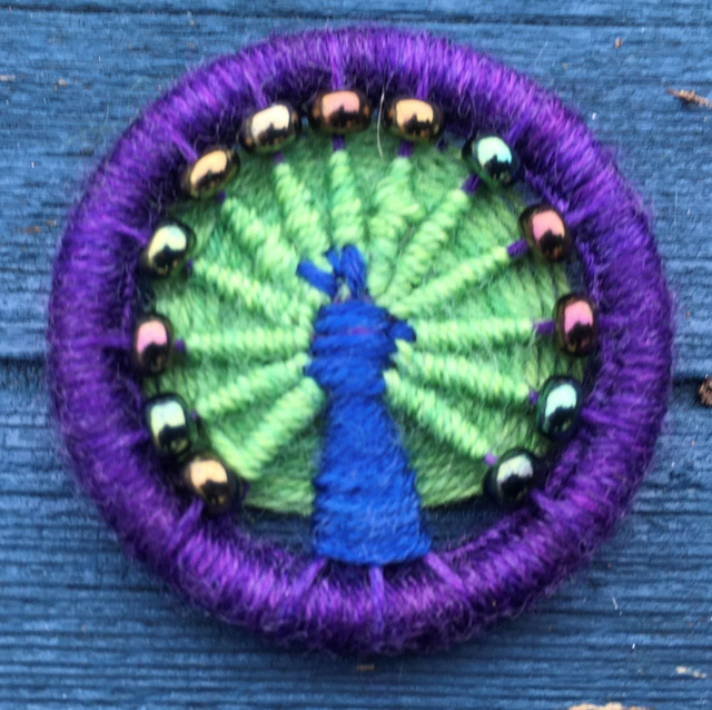 Dorset Button Jewellery Kit - Beaded Peacock Brooch