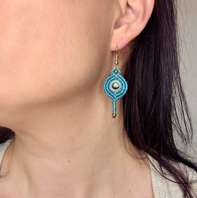 Boréale - Parure micro-macramé et labradorite / Collection Céleste