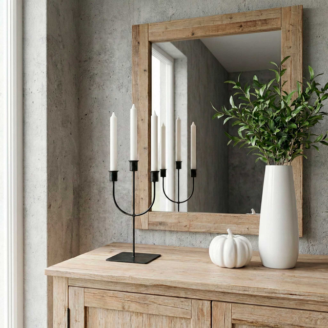 Candelabro Artesanal de Metal Forjado - 3 Brazos Estilo Industrial (40,5 cm)