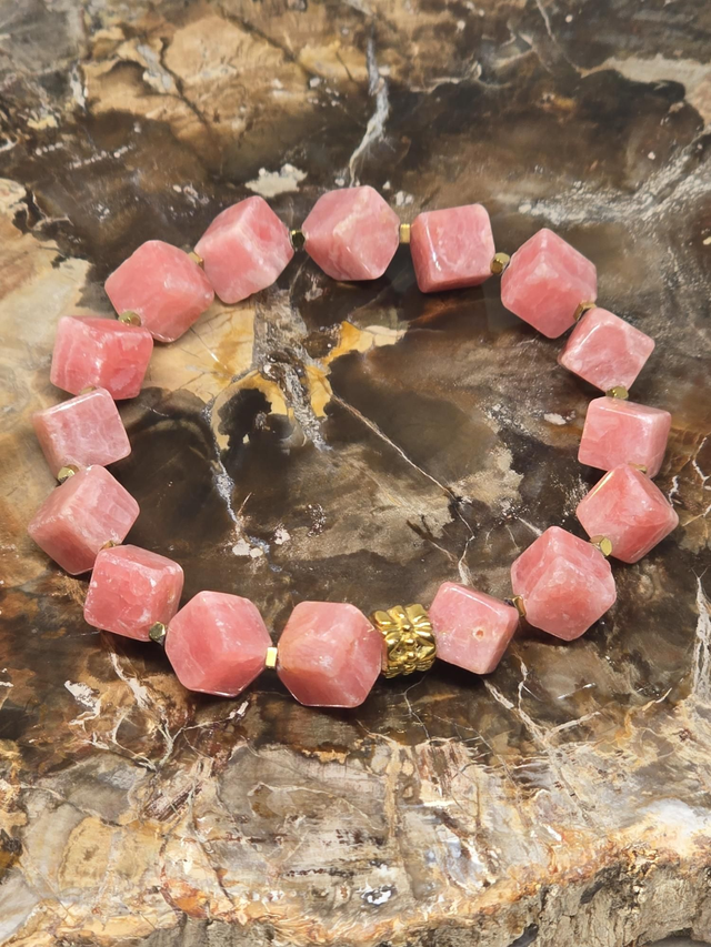 Bracelet Rhodochrosite carrée 1 cm