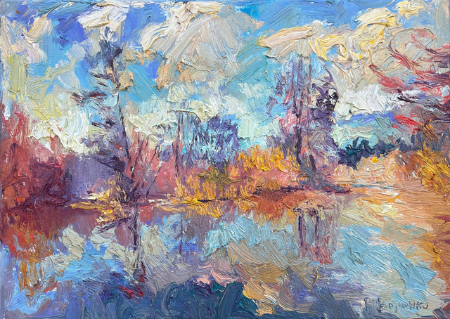 „Herbst an der Spree“ – Öl auf Leinwand, 50 × 70 cm, 2023 | Autumn on the Spree River