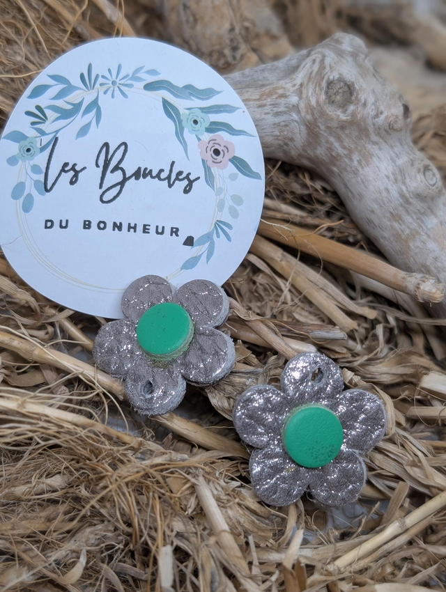 Pampilles marguerite gris vert pam015