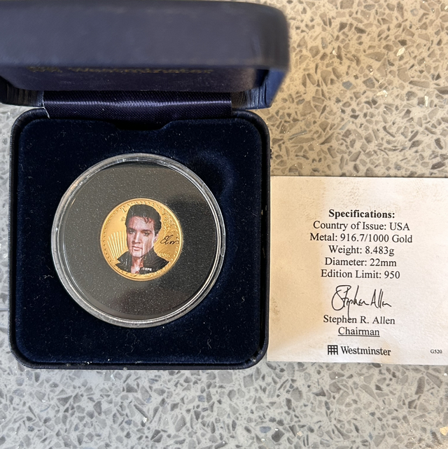 22 Carat Gold Limited Edition Elvis Presley Coin