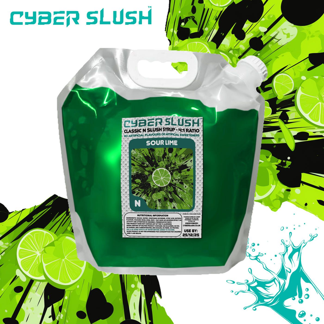 CyberSlush Sour Lime Syrup - Natural Flavour / Natural Sweetness - 5L