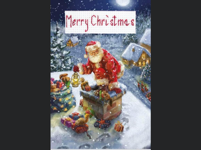 Father Christmas with Presents Counted Cross Stitch Card