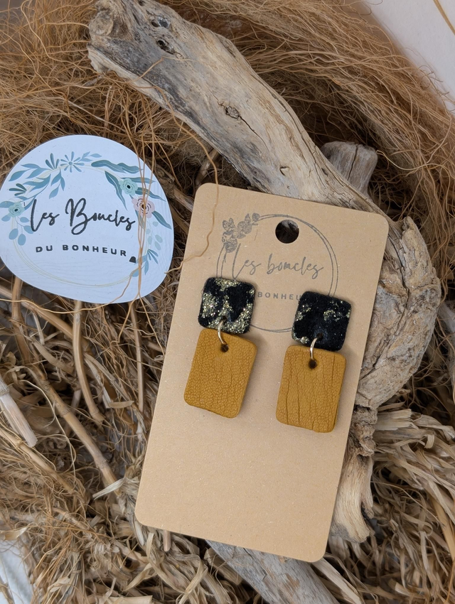 Boucles d&#039;oreilles Anti Gaspi  ocre doré ag019