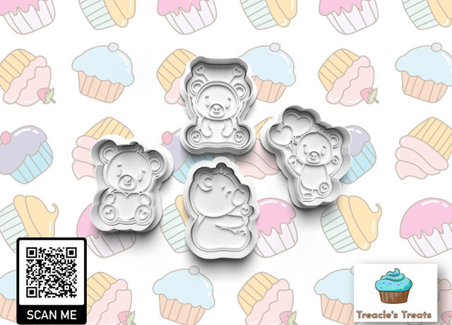 Teddy Bear Theme Fondant/cookie stamps with cutters