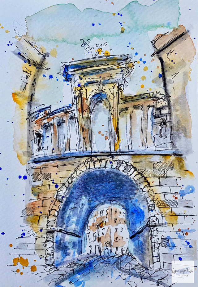 Regent Bridge, Edinburgh - Original Watercolour & Pen Sketch