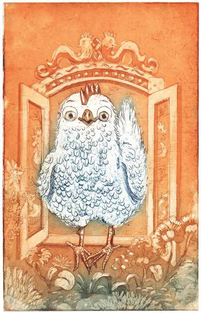 Radierung "Das Huhn Angelika" / Etching "The Hen Angelica"