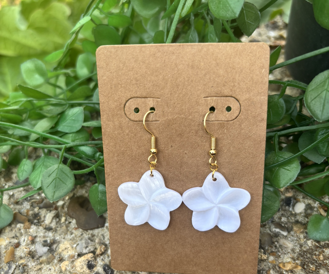 Boucles d’oreilles fantaisie nacré et doré 