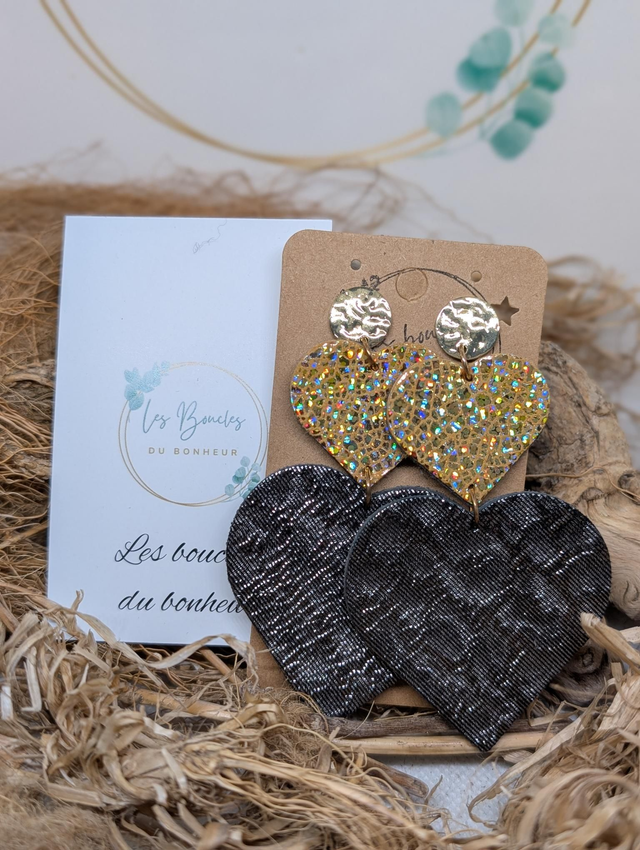 Boucles d&#039;oreilles Marie Laure ml037 doré scintillant gris