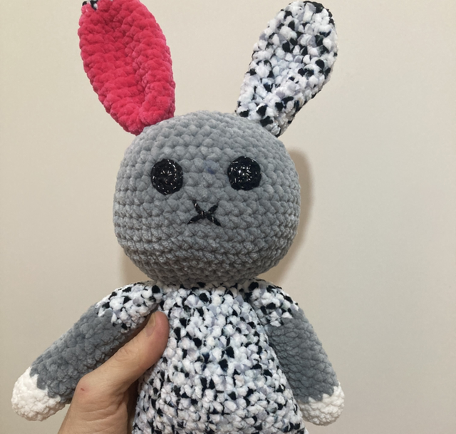 Doudou lapin gris/rose