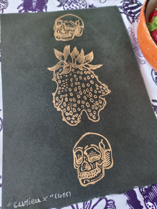 Impression Linogravure "cabinet de curiosité" impressions aléatoires format A5