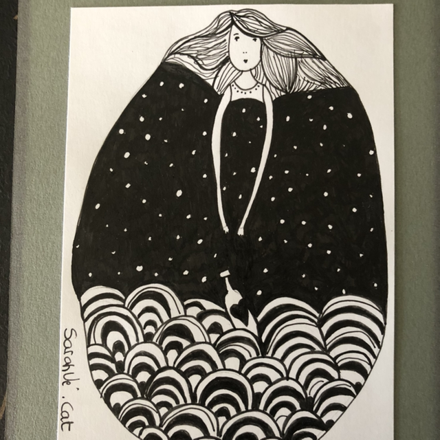 Bouteille à la mer - 14 x 20 cm - encadrement noir 