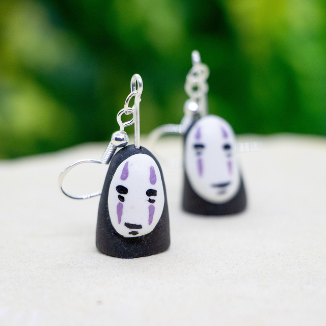 Anime Fanart Noface/Ohngesicht Ohrringe mit hypoallergenem Ohrhänger aus 925er Sterlingsilber