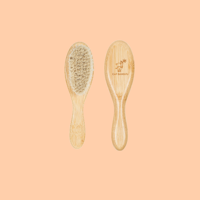 Brosse à cheveux bébé en bambou et poils de chèvre 