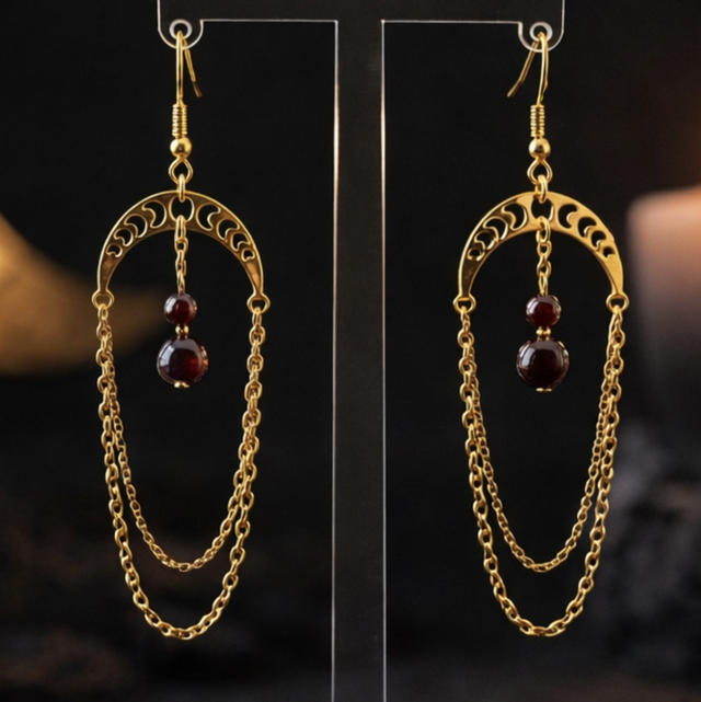 Lune à chaînes - grenat 