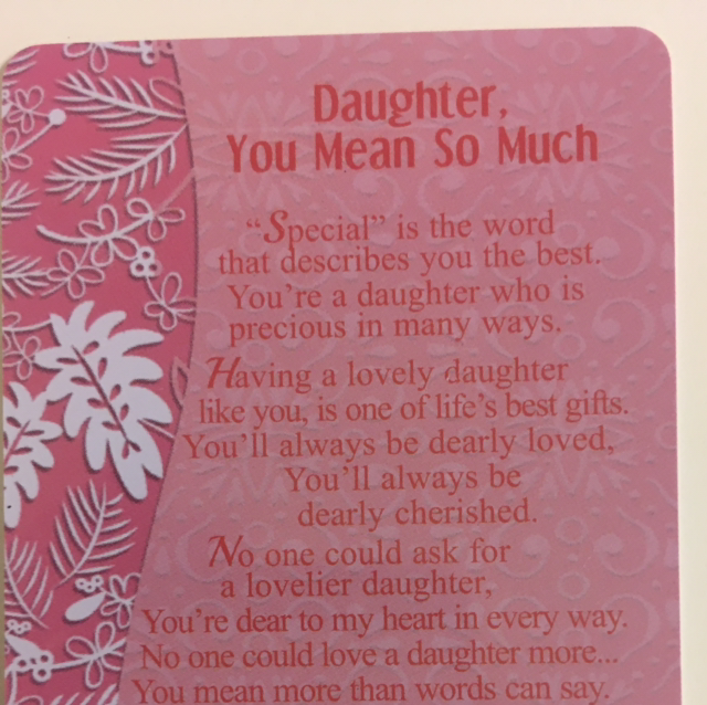 Special Thoughts Poems Daughter You Mean So Much. (Credit Card Size) 