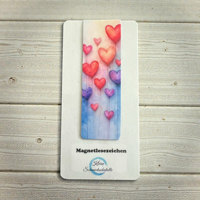 Lesezeichen Herzen lila - Handgefertigte Magnet-Lesezeichen – Herzmotive