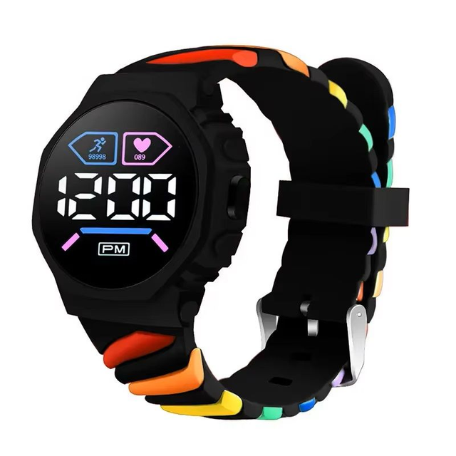 montre led électronique en silicone coloré, pour enfant 
