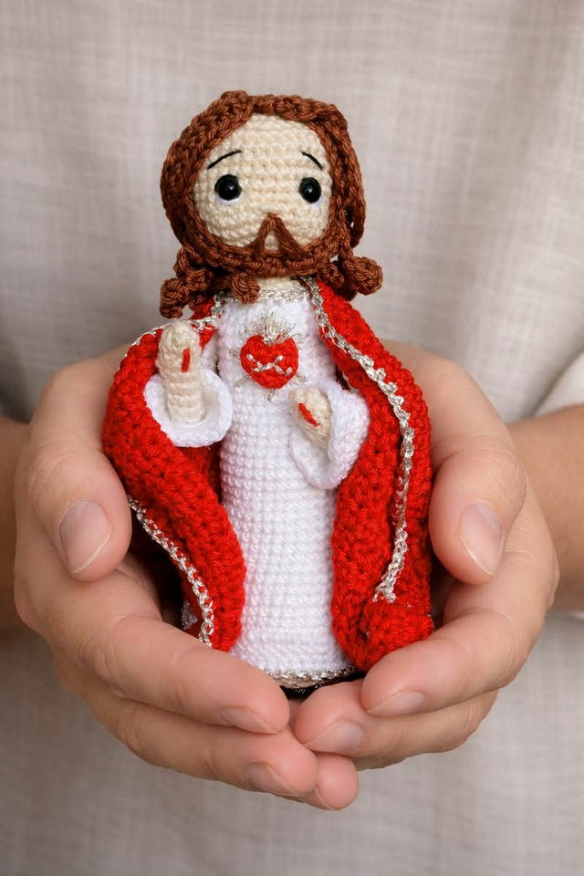 Poupée au crochet - Sacré Coeur de Jésus 