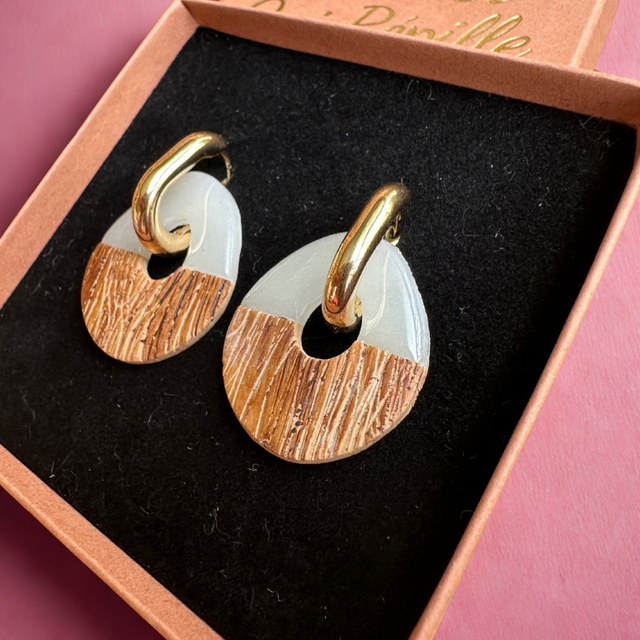 Gouttes XL Blanc translucide et effet bois