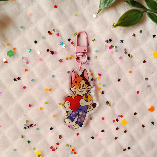 Spring kitty acrylic keychains