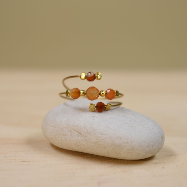 Bague 2 tours en cornaline