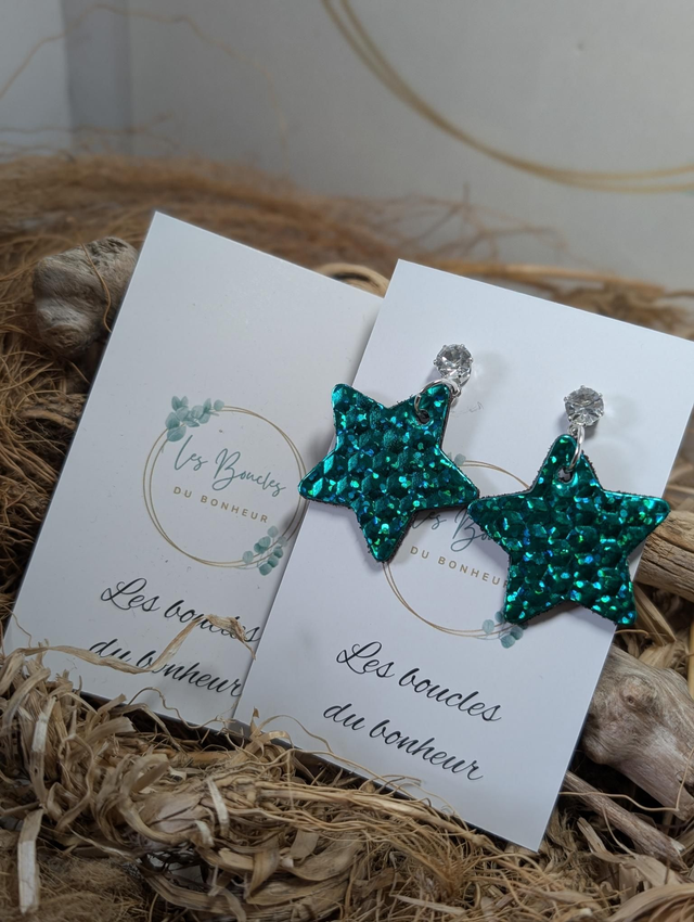 Boucles d&#039;oreilles Petite étoile vert st054