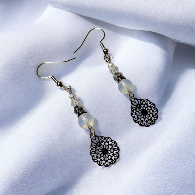 Boucles d&#039;oreilles blanc acier inoxydable