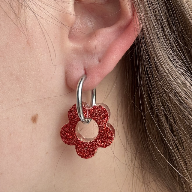 Pampilles interchangeables rouge pailleté