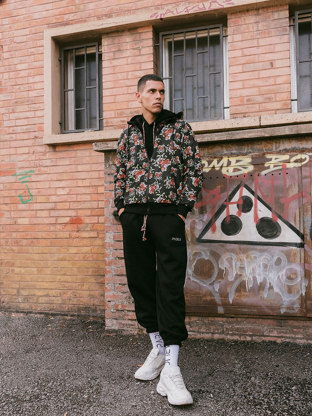 PABLIC Giubbotto Cappuccio impermeabile con microstampa orso su tutta la superfi