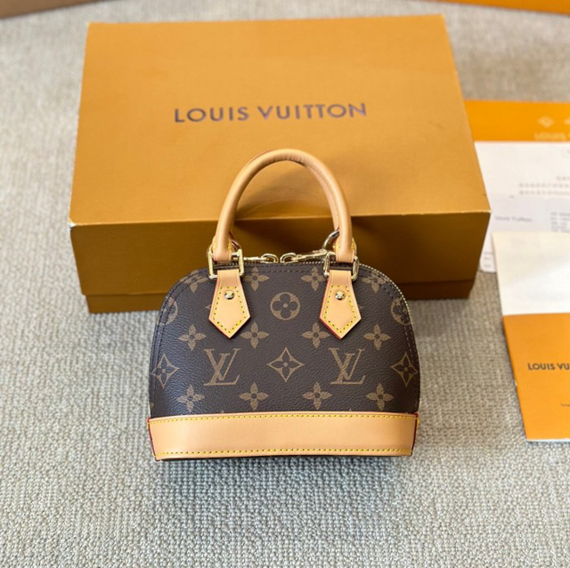 Sac LS VN à main  imprimé monogramme Alma pour femme marron 20x14cm