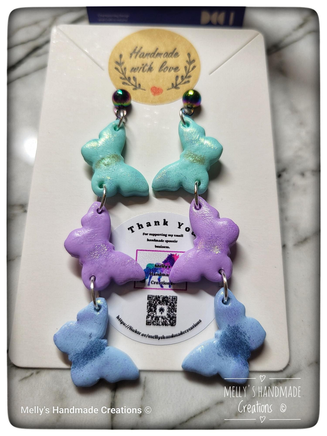 Butterfly trio dangle earrings 