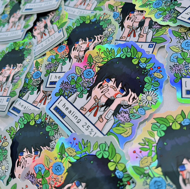 silver holo sticker - healing ππΈ