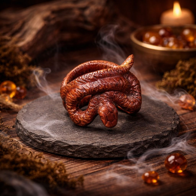 Ring: Serpens Aeterna – Handgeschnitzter Schlangenring 22mm