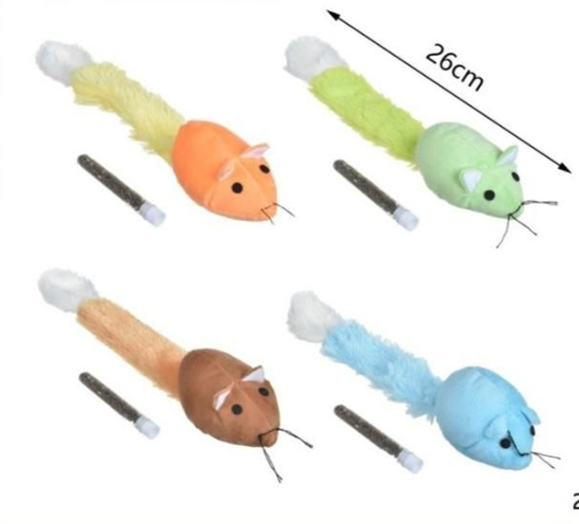 Ratón cola larga para gato 