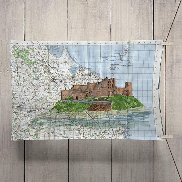 Bamburgh Castle tea towel