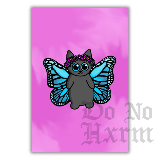 Butterfly Cat Art Print (6x4)