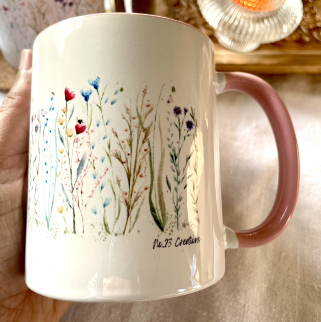 Wildflowers Watercolour Pink Mug