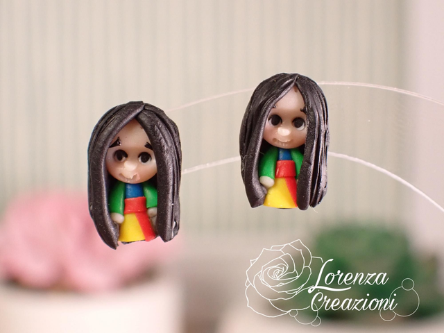 Orecchino a lobo modellato a mano artigianalmente, principessa Mulan