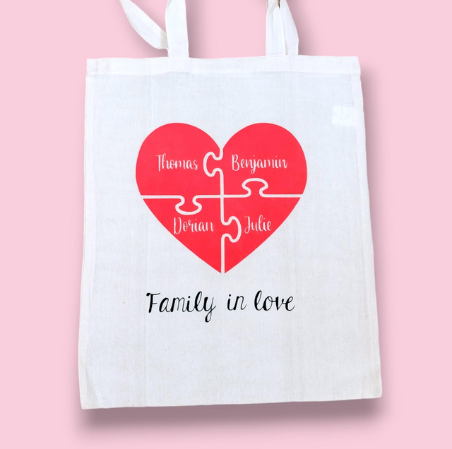 Tote bag famille puzzle cœur 