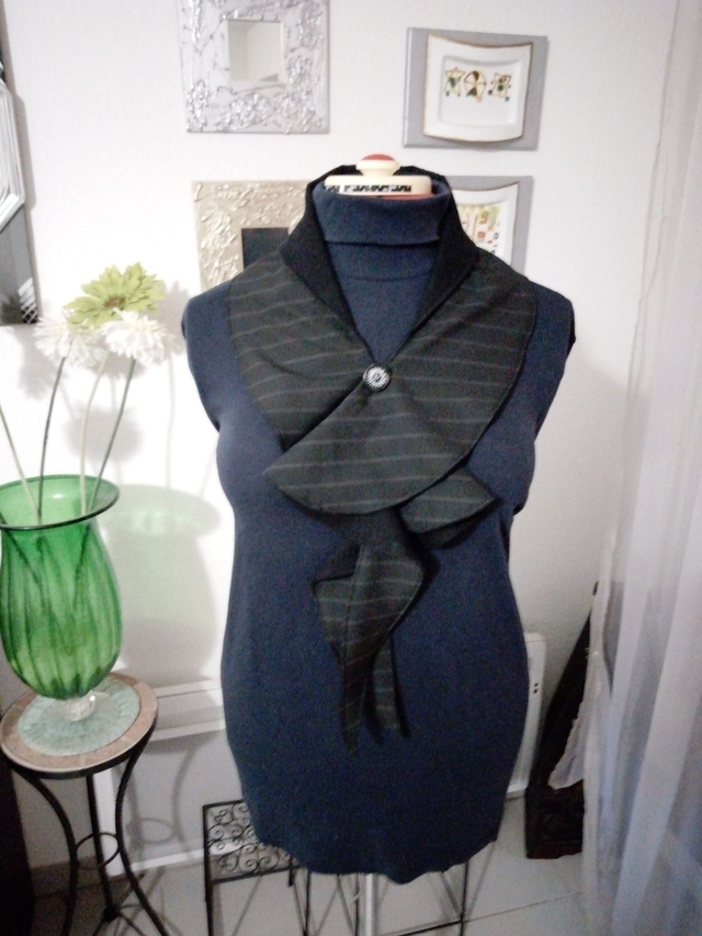 chèche noir rayure spiral en tissu doublé cache cou pour femme	