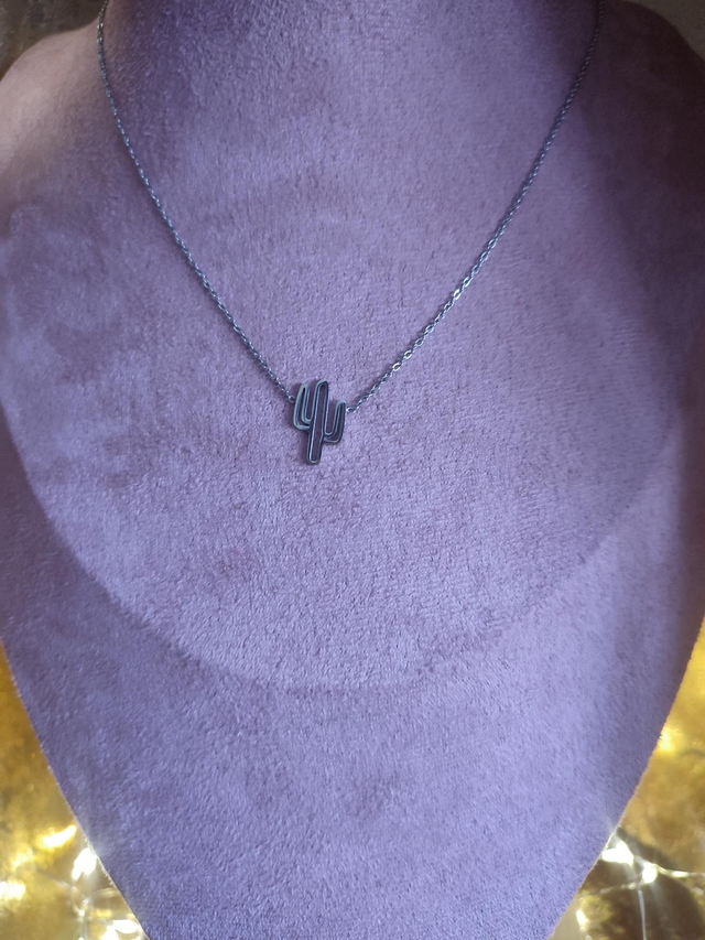 Collier Cactus acier inoxydable argent 0000568
